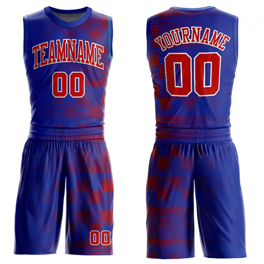Custom Royal Red-White Round Neck Sublimation Basketball Uniform Jersey - Main View