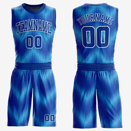 Custom Royal Royal-Light Blue Round Neck Sublimation Basketball Uniform Jersey - Main View