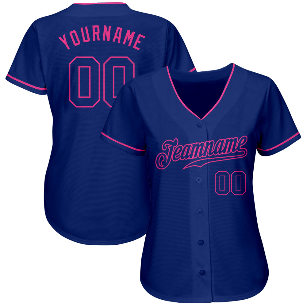 Custom Royal Royal-Pink Authentic Baseball Jersey view 2
