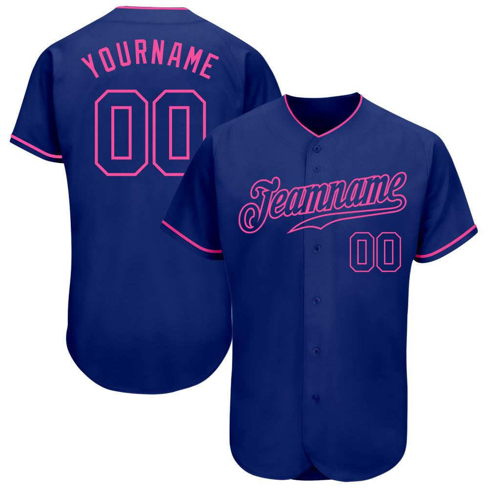 Custom Royal Royal-Pink Authentic Baseball Jersey - Main View