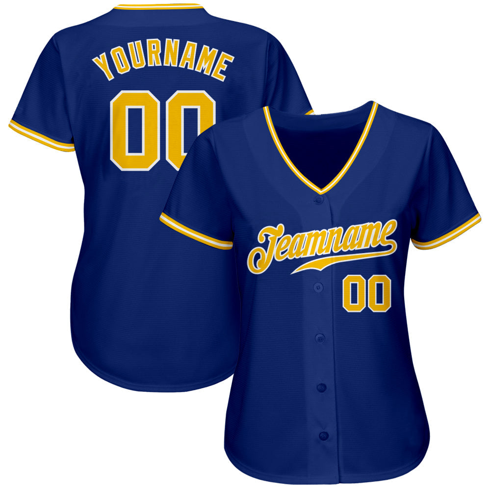 Custom Royal Gold-White Authentic Baseball Jersey view 2