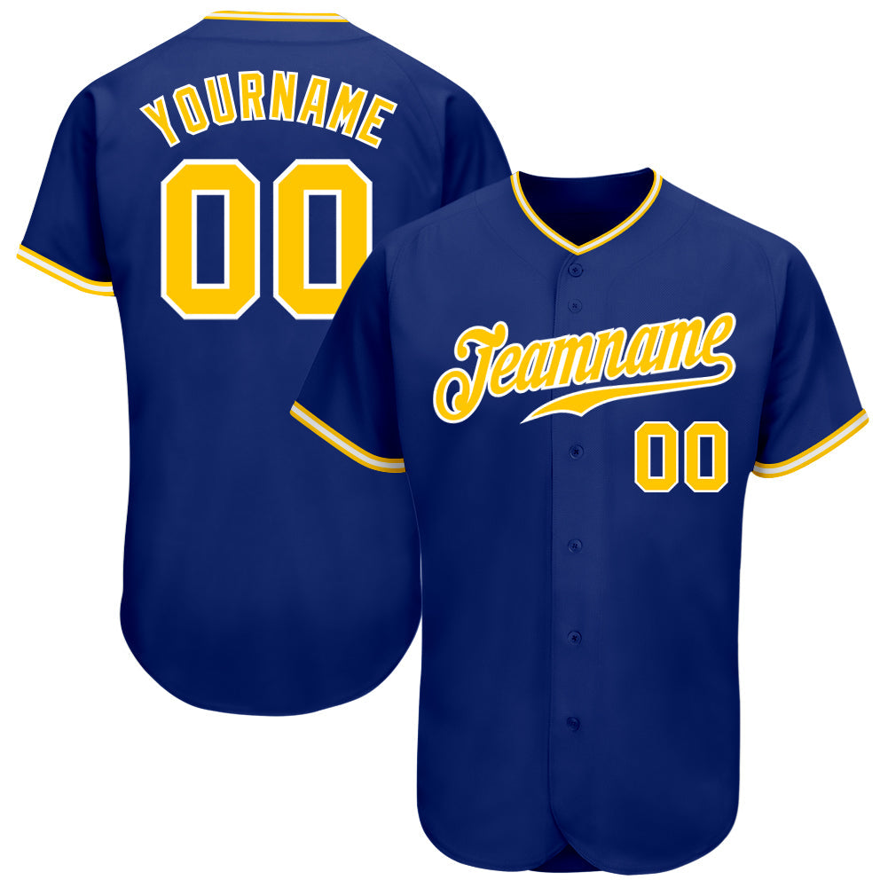 Custom Royal Gold-White Authentic Baseball Jersey - Main View