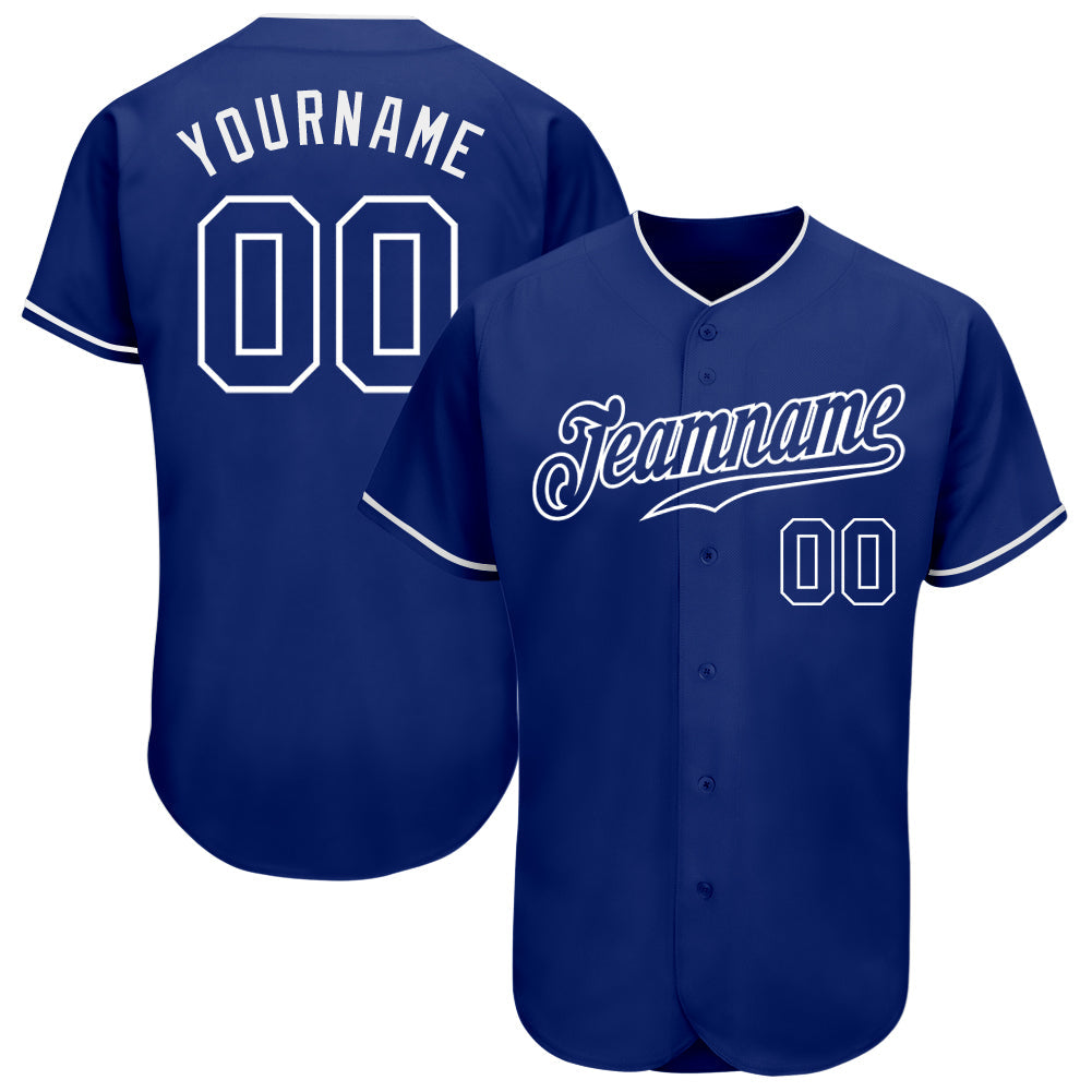 Custom Royal Royal-White Authentic Baseball Jersey - Main View