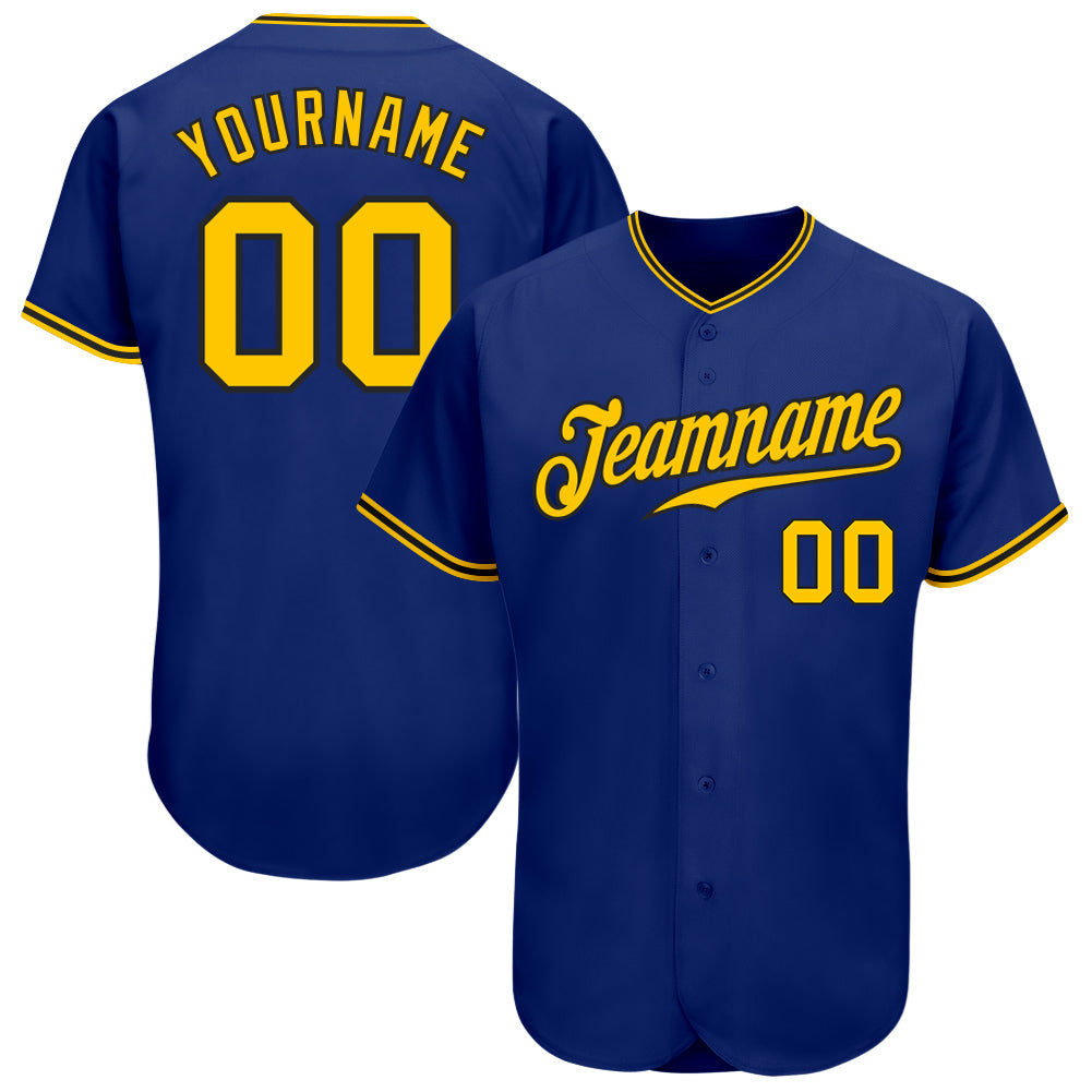 Custom Royal Gold-Black Authentic Baseball Jersey - Main View