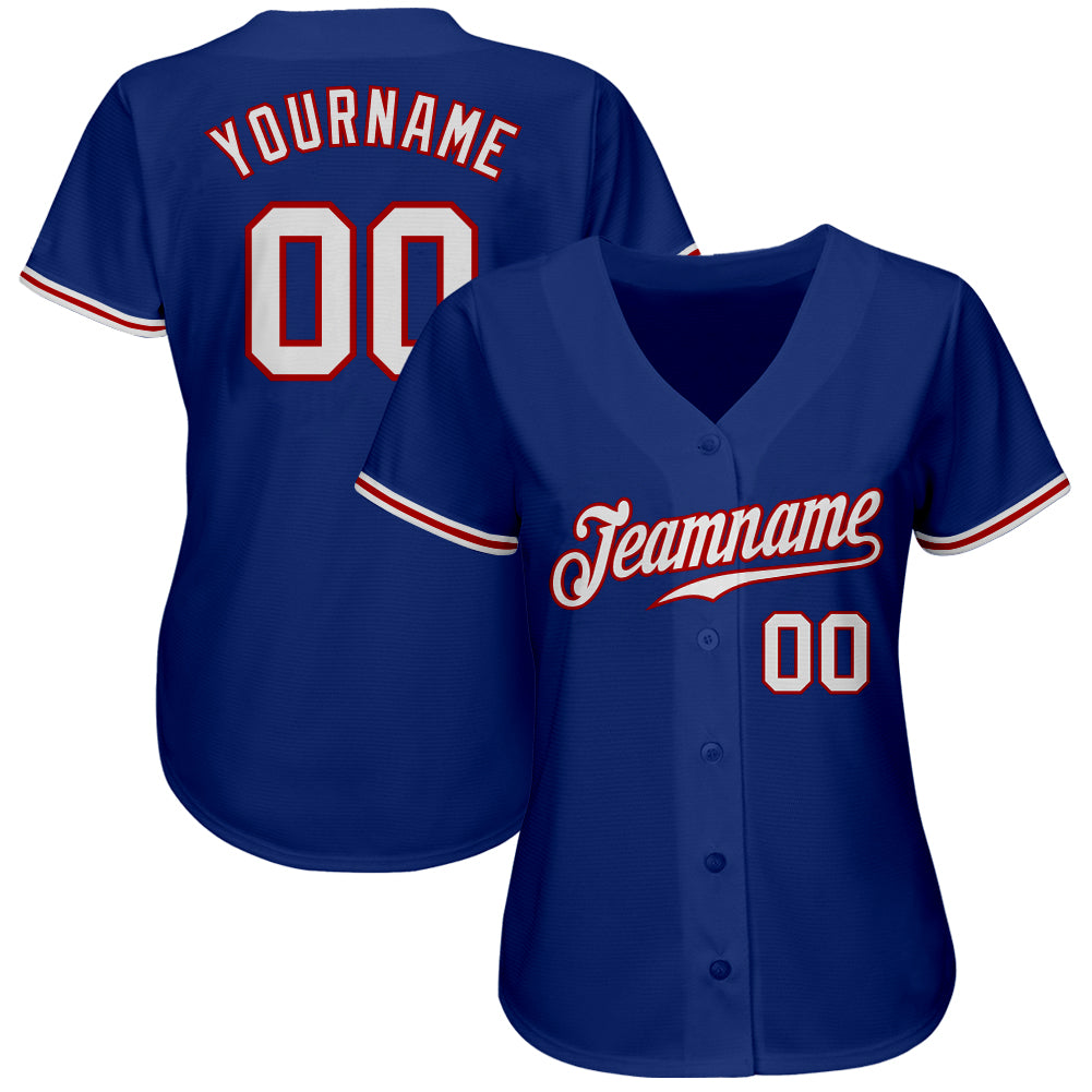 Custom Royal White-Red Authentic Baseball Jersey view 2