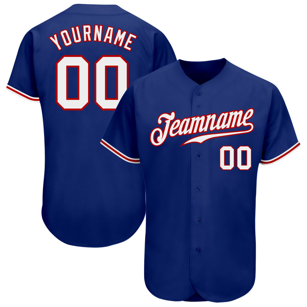 Custom Royal White-Red Authentic Baseball Jersey - Main View