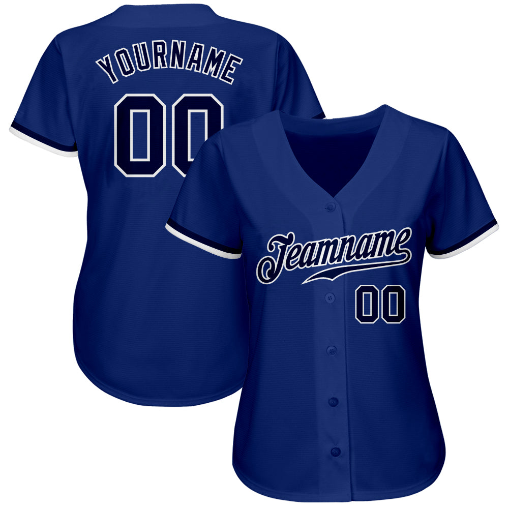 Custom Royal Navy-White Authentic Baseball Jersey view 2