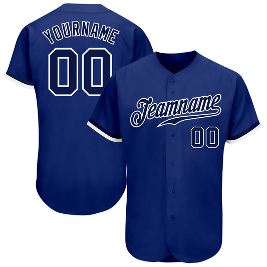 Custom Royal Navy-White Authentic Baseball Jersey - Main View