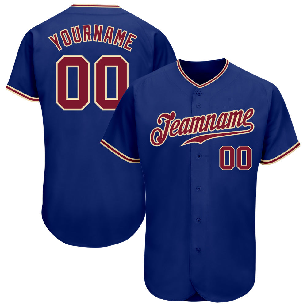 Custom Royal Crimson-City Cream Authentic Baseball Jersey - Main View