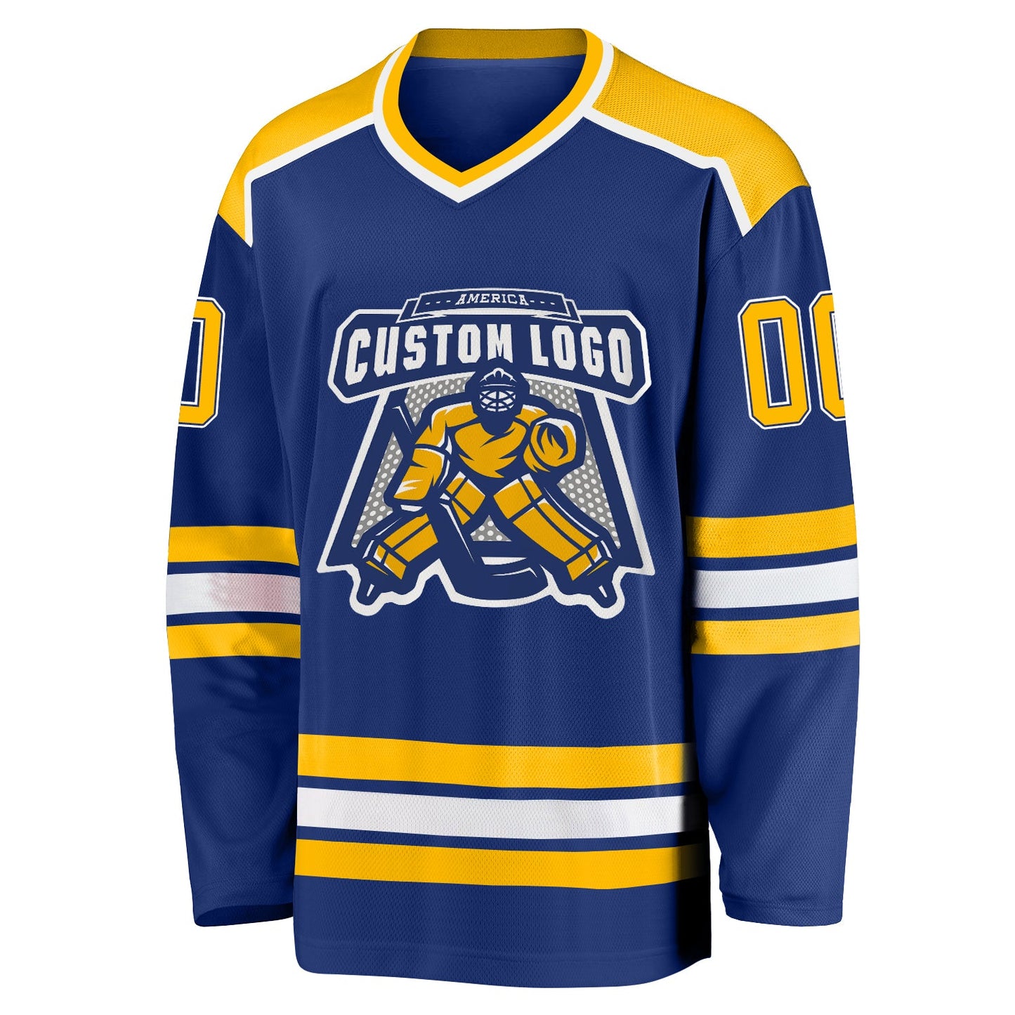 Custom Royal Gold-White Hockey Jersey view 2