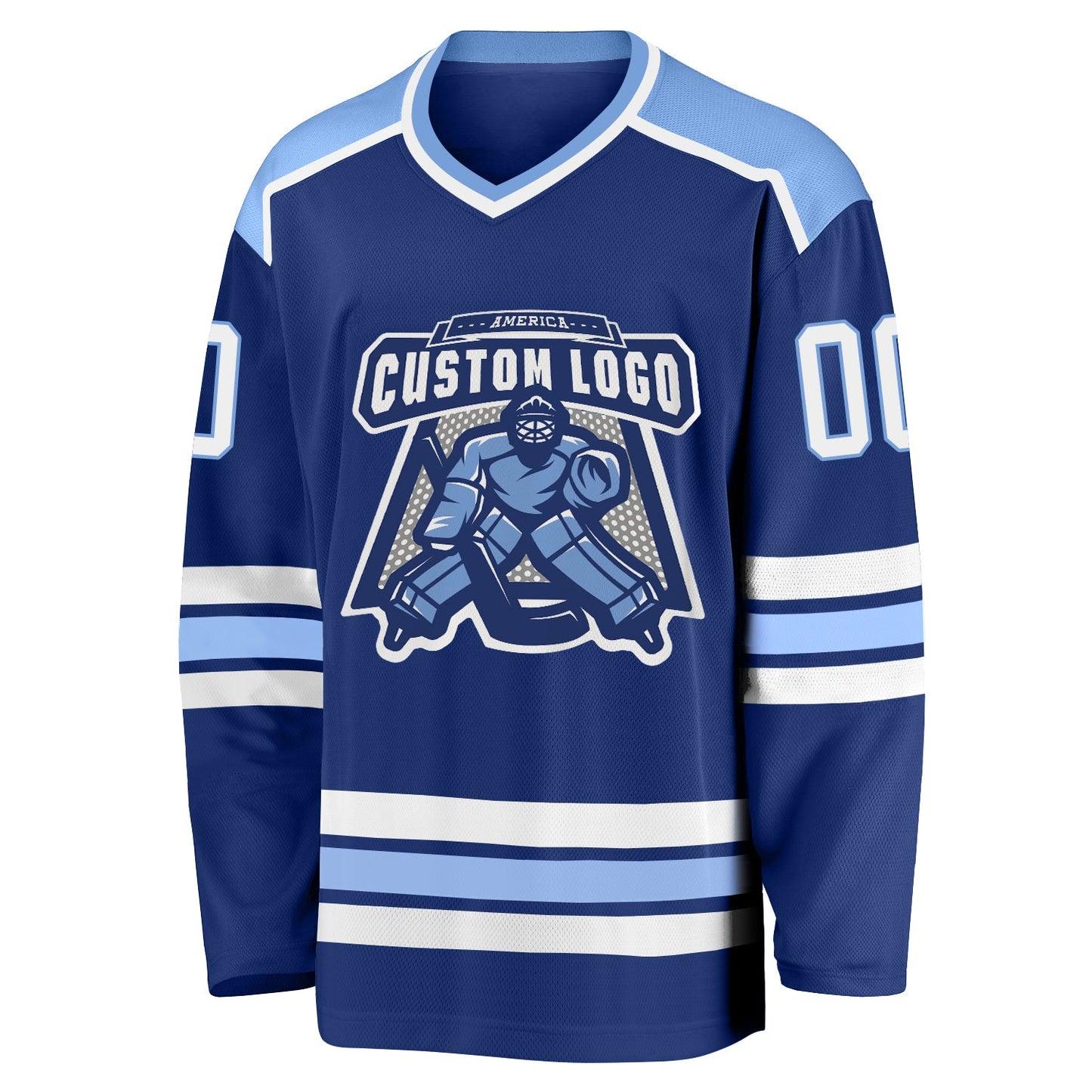 Custom Royal White-Light Blue Hockey Jersey view 2