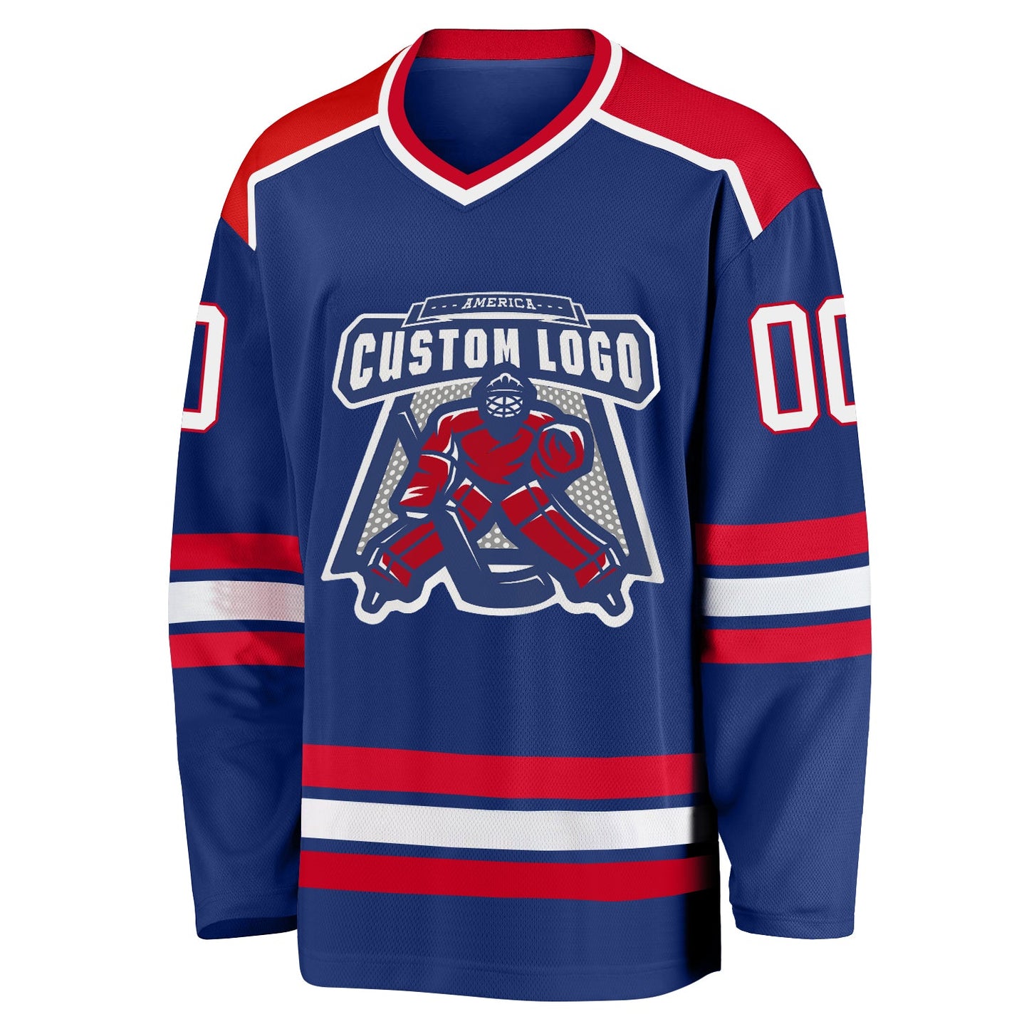 Custom Royal Red-White Hockey Jersey view 2
