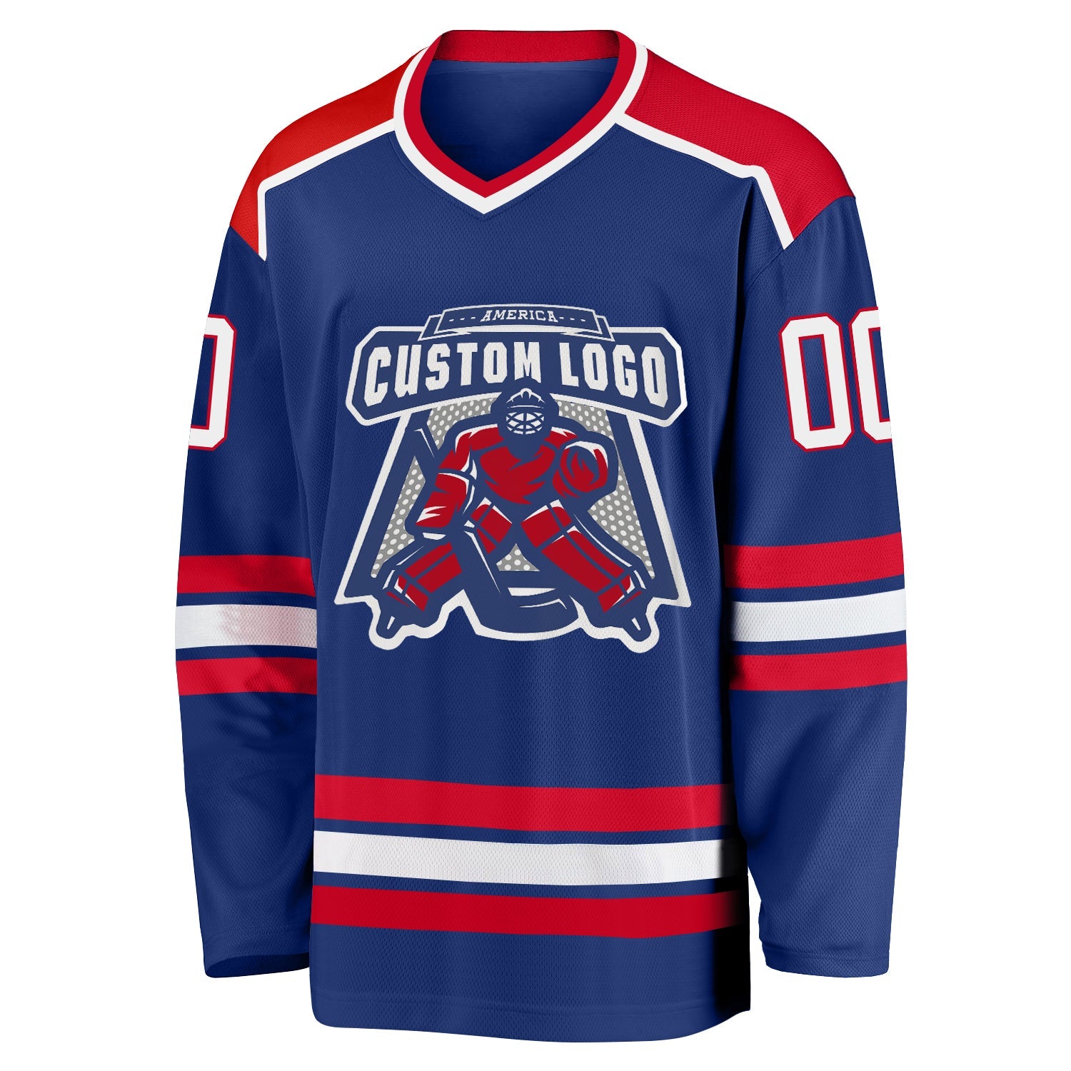 Custom Royal Red-White Hockey Jersey view 2