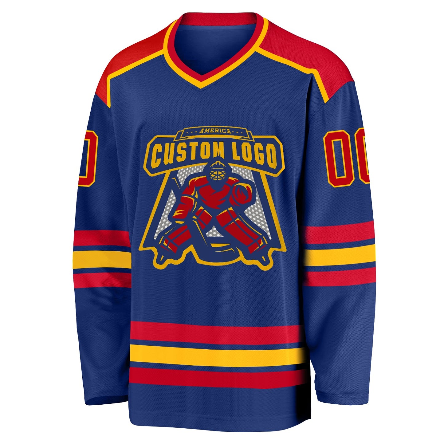 Custom Royal Red-Gold Hockey Jersey view 2