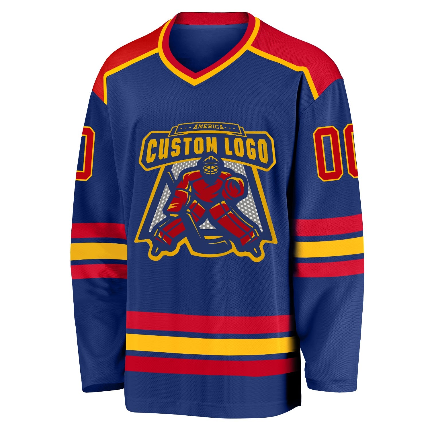 Custom Royal Red-Gold Hockey Jersey view 2