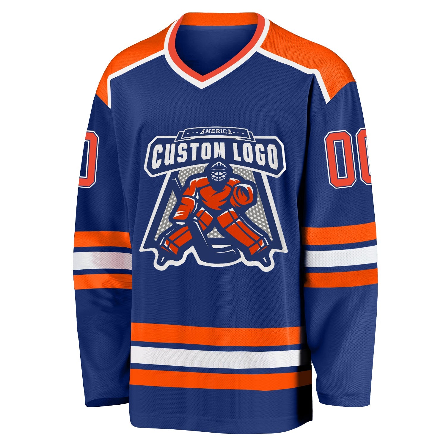 Custom Royal Orange-White Hockey Jersey view 2