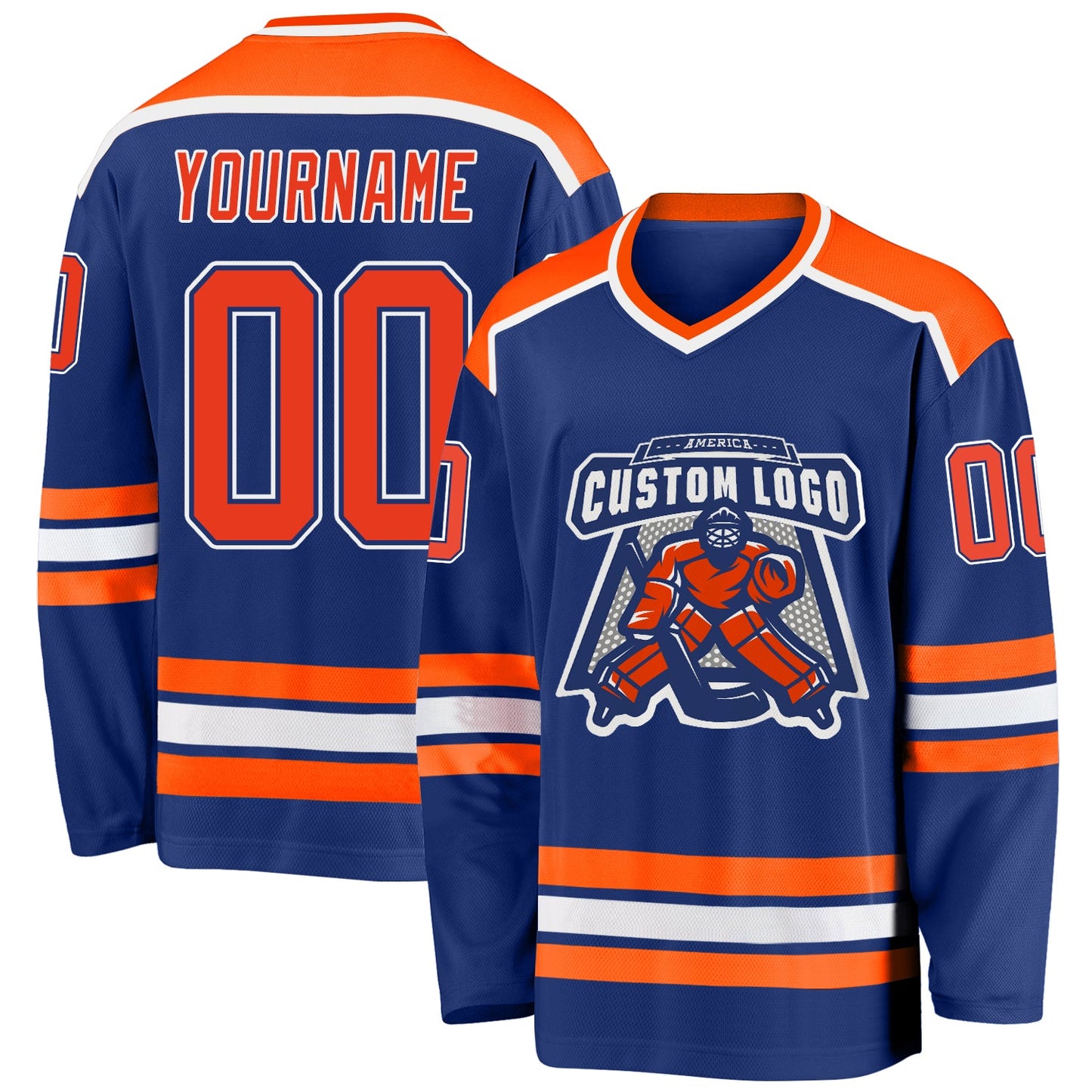 Custom Royal Orange-White Hockey Jersey - Main View