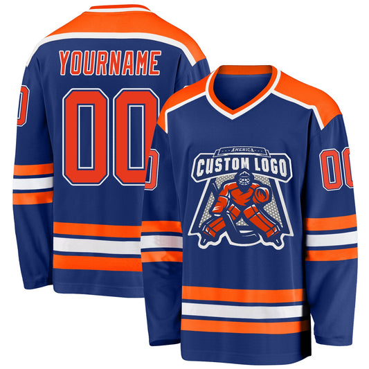 Custom Royal Orange-White Hockey Jersey - Main View