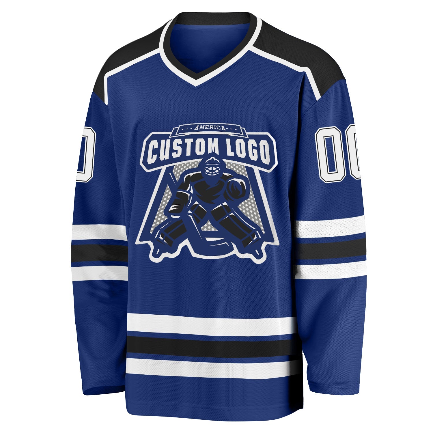 Custom Royal White-Black Hockey Jersey view 2