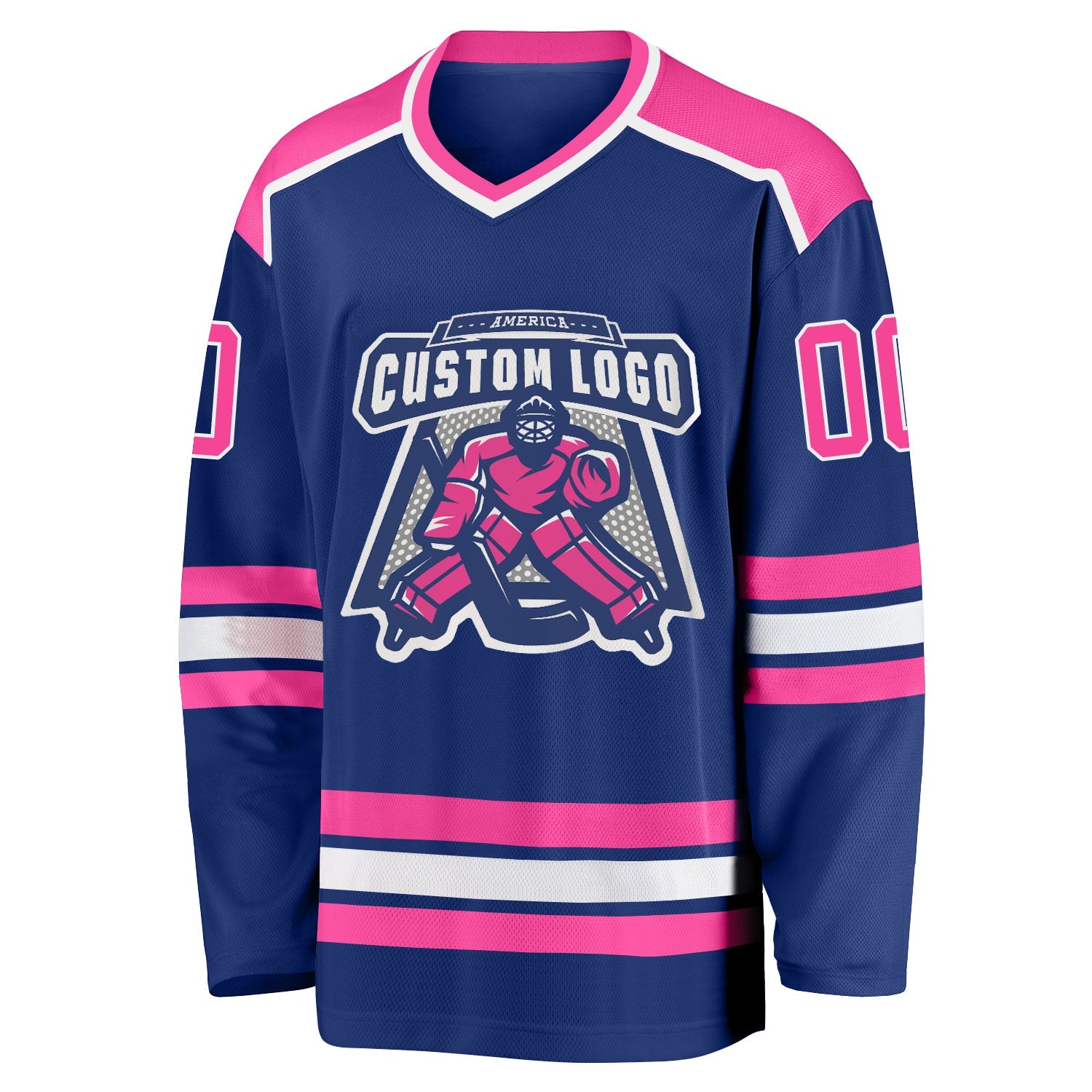 Custom Royal Pink-White Hockey Jersey view 2