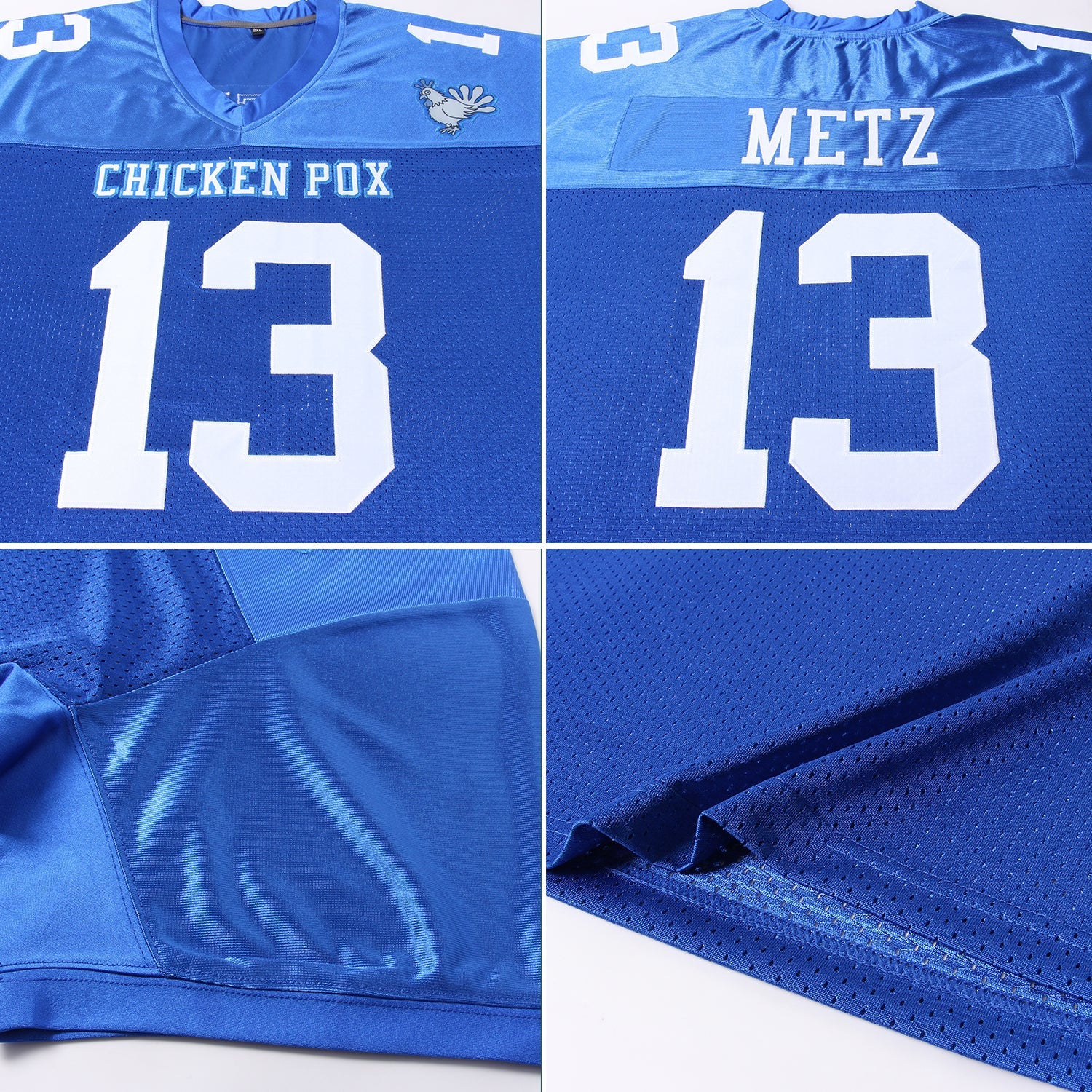 Custom Royal White Mesh Authentic Football Jersey view 5
