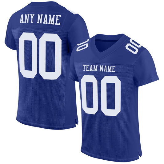 Custom Royal White Mesh Authentic Football Jersey - Main View