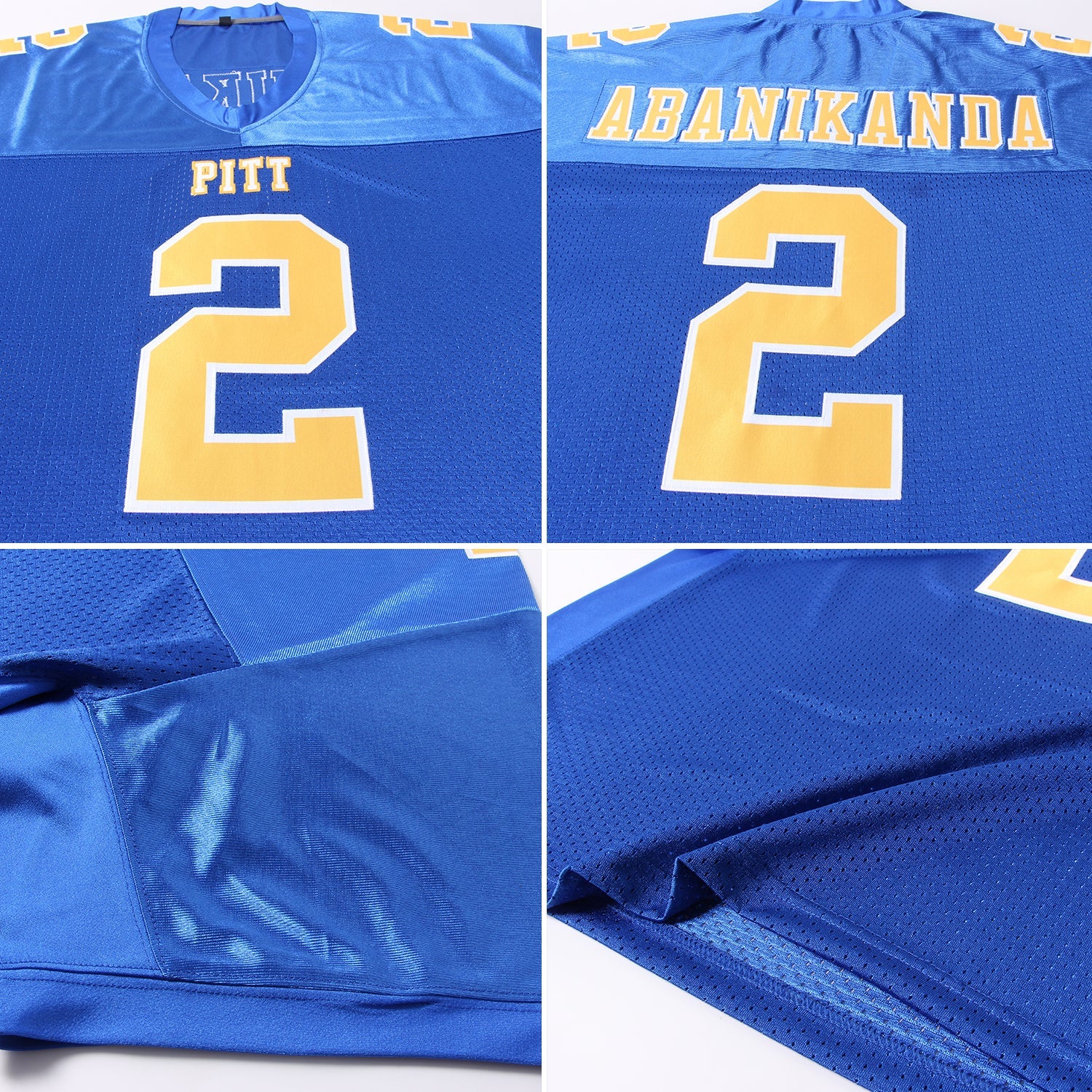 Custom Royal Gold-White Mesh Authentic Football Jersey view 5