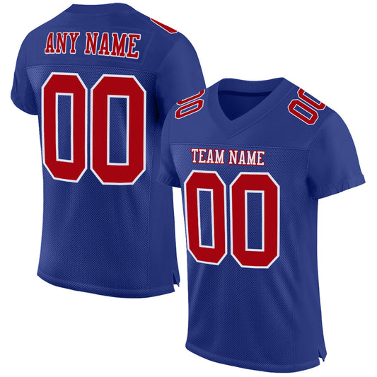Custom Royal Red-White Mesh Authentic Football Jersey - Main View