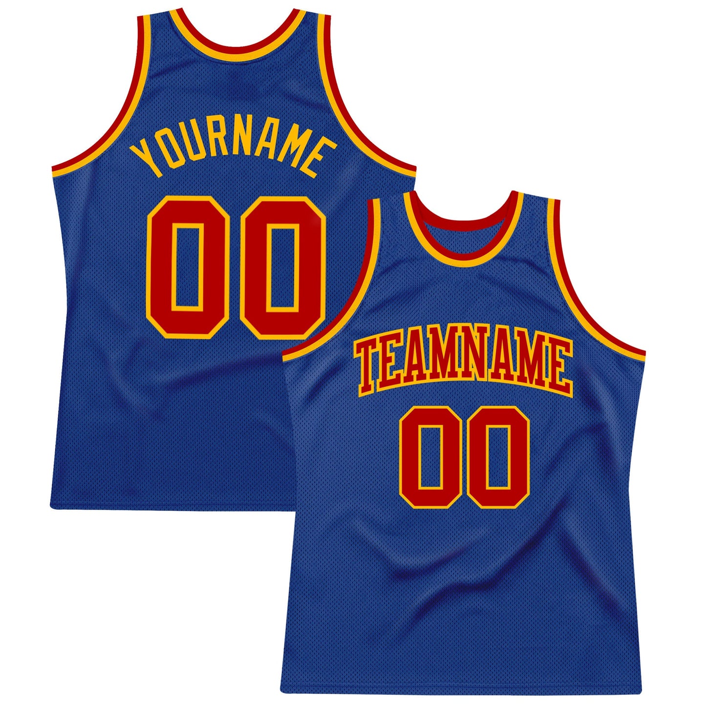 Custom Royal Red-Gold Authentic Throwback Basketball Jersey - Main View