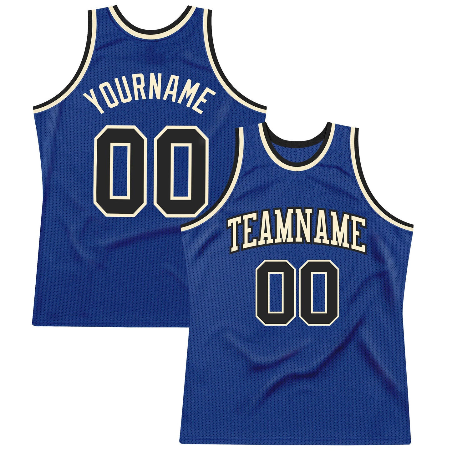 Custom Royal Black-Cream Authentic Throwback Basketball Jersey - Main View