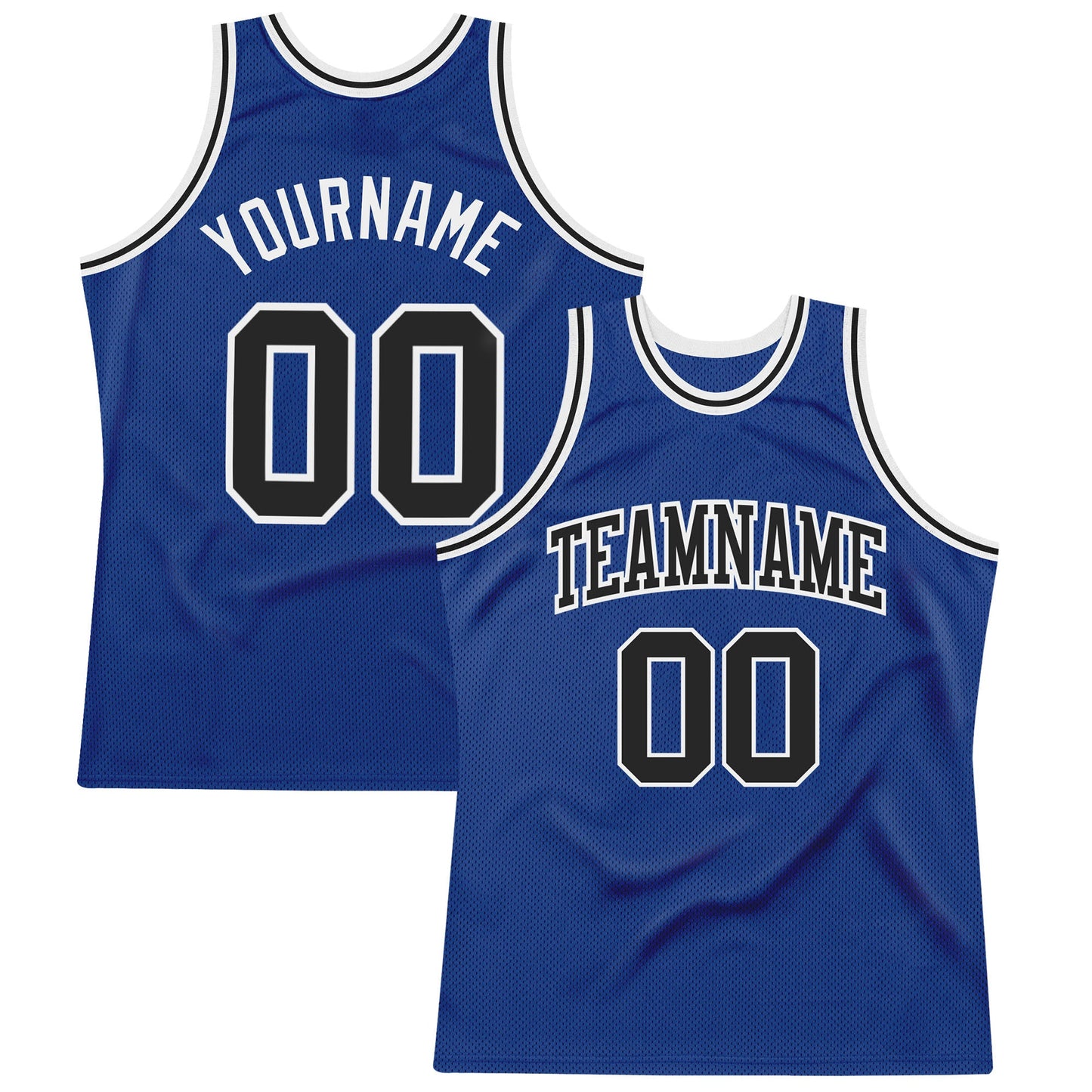 Custom Royal Black-White Authentic Throwback Basketball Jersey - Main View