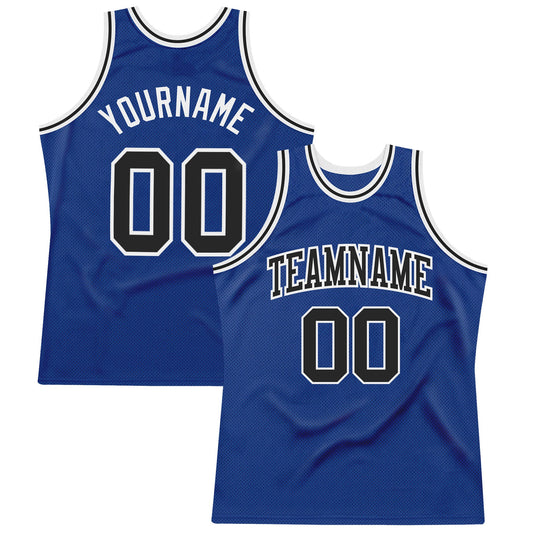 Custom Royal Black-White Authentic Throwback Basketball Jersey - Main View