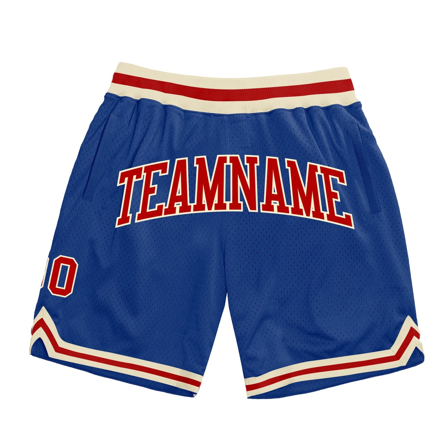 Custom Royal Red-Cream Authentic Throwback Basketball Shorts - Main View