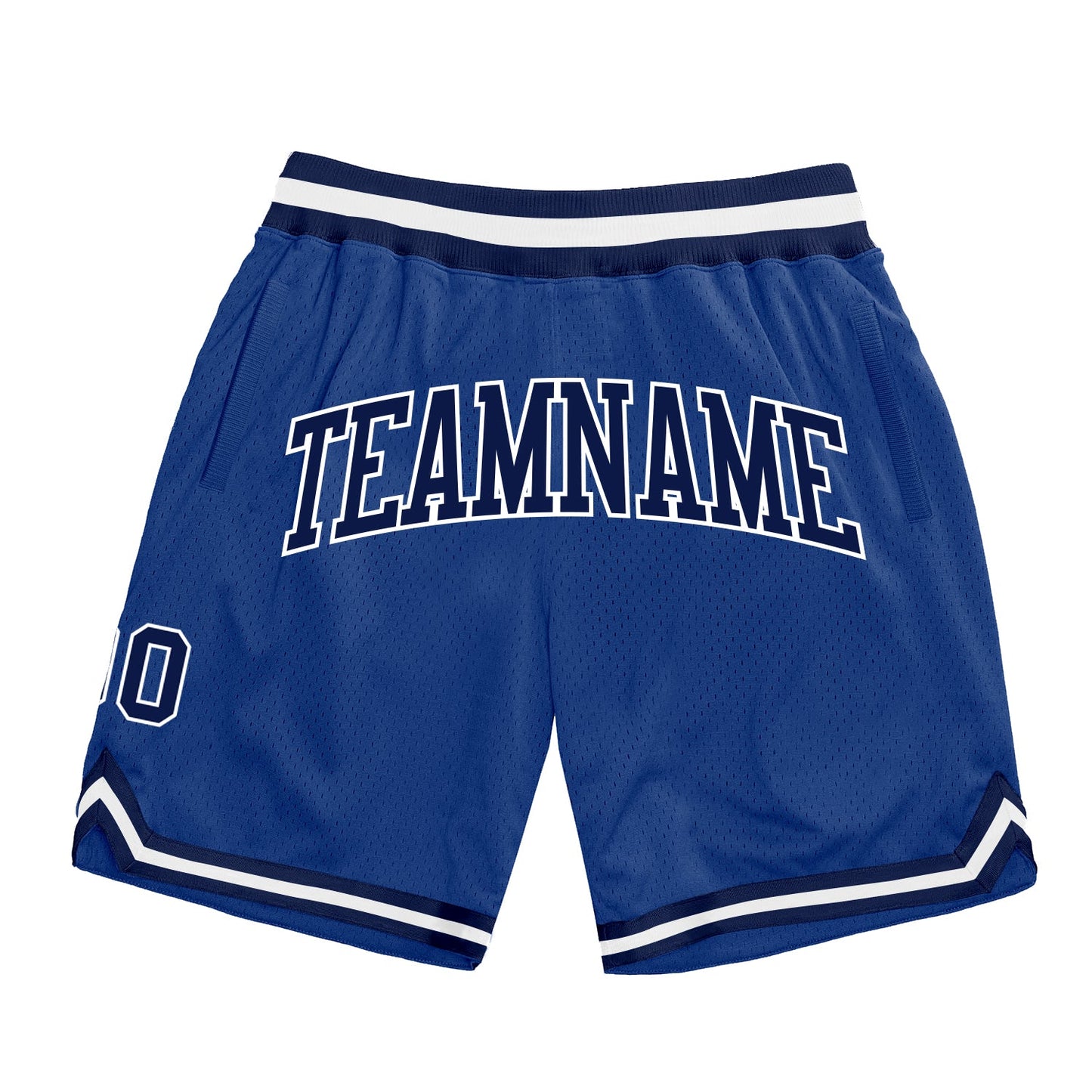 Custom Royal Navy-White Authentic Throwback Basketball Shorts - Main View