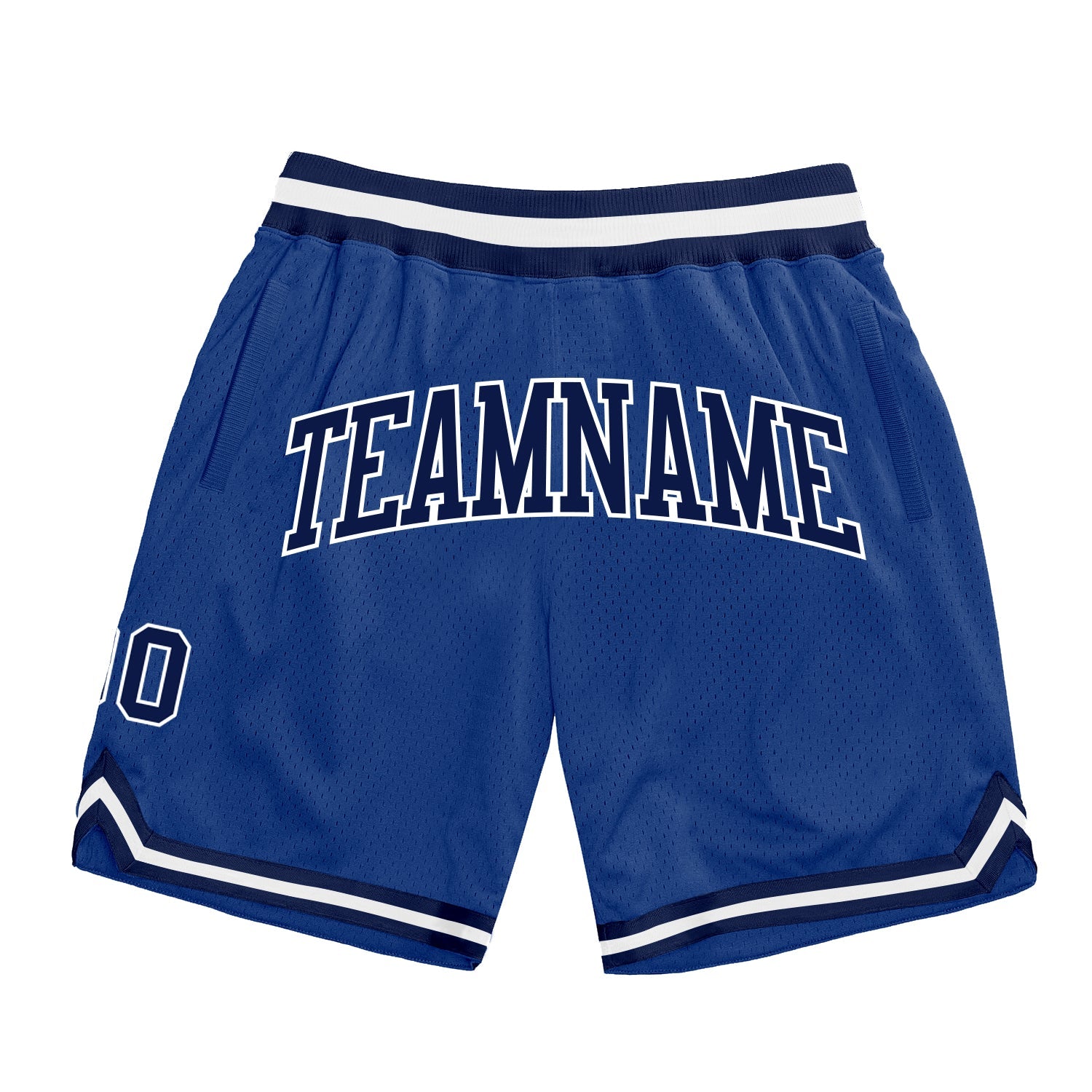 Custom Royal Navy-White Authentic Throwback Basketball Shorts - Main View