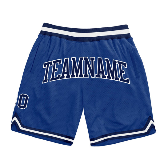 Custom Royal Navy-White Authentic Throwback Basketball Shorts - Main View