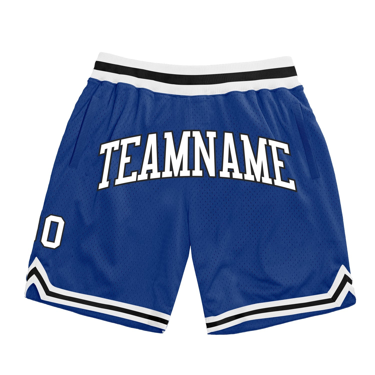 Custom Royal White-Black Authentic Throwback Basketball Shorts - Main View