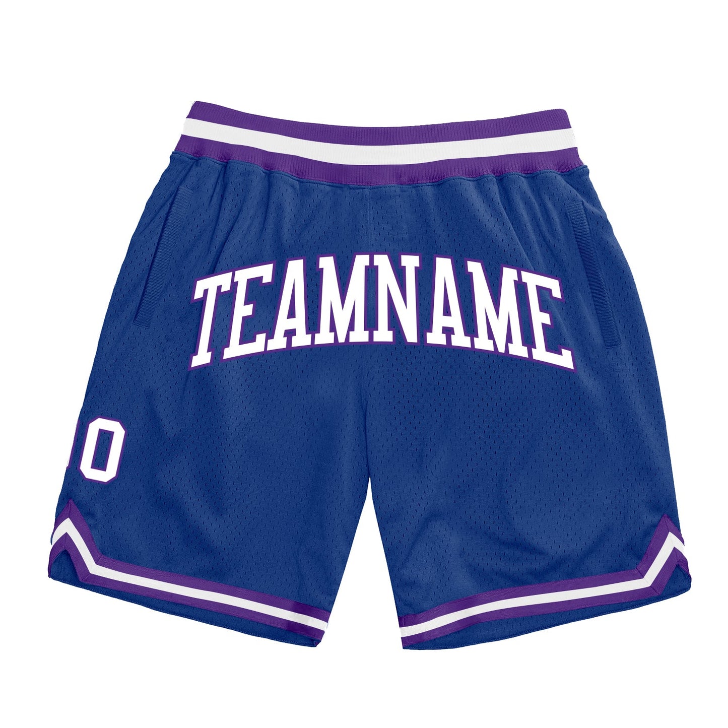 Custom Royal White-Purple Authentic Throwback Basketball Shorts - Main View
