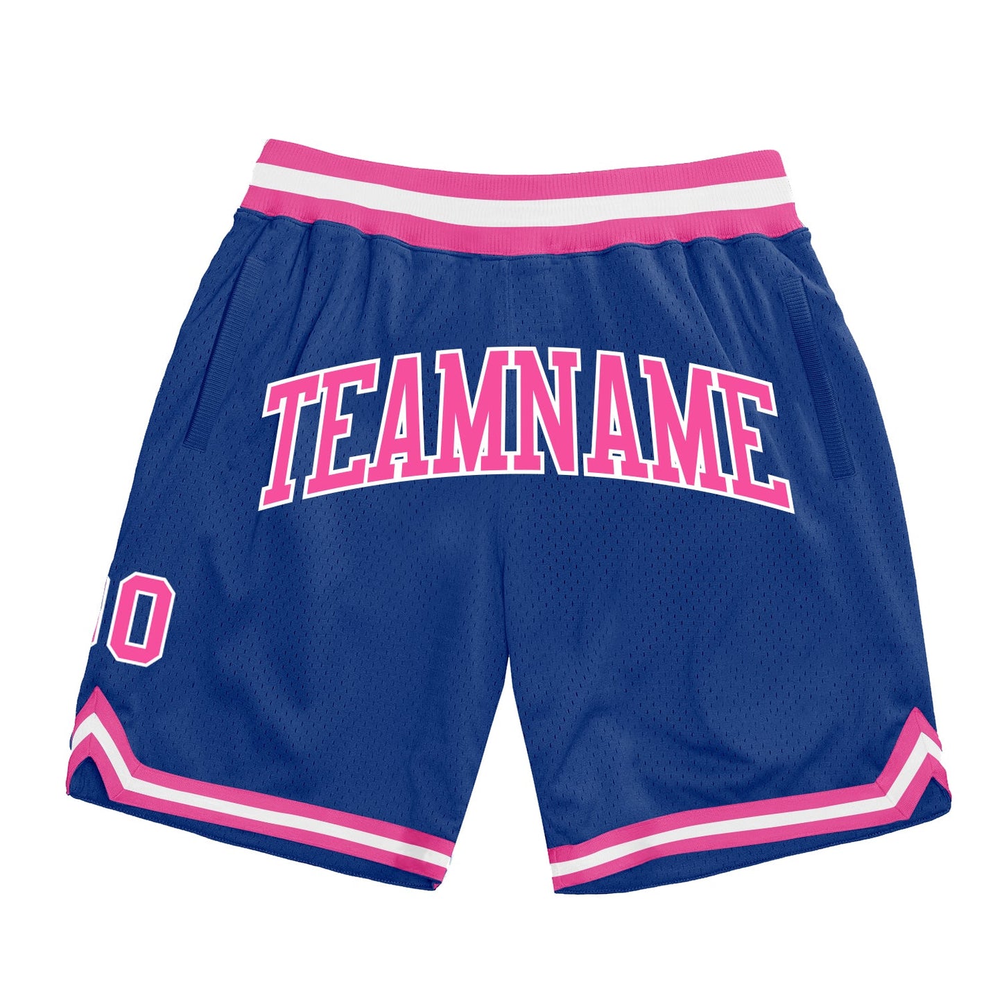 Custom Royal Pink-White Authentic Throwback Basketball Shorts - Main View