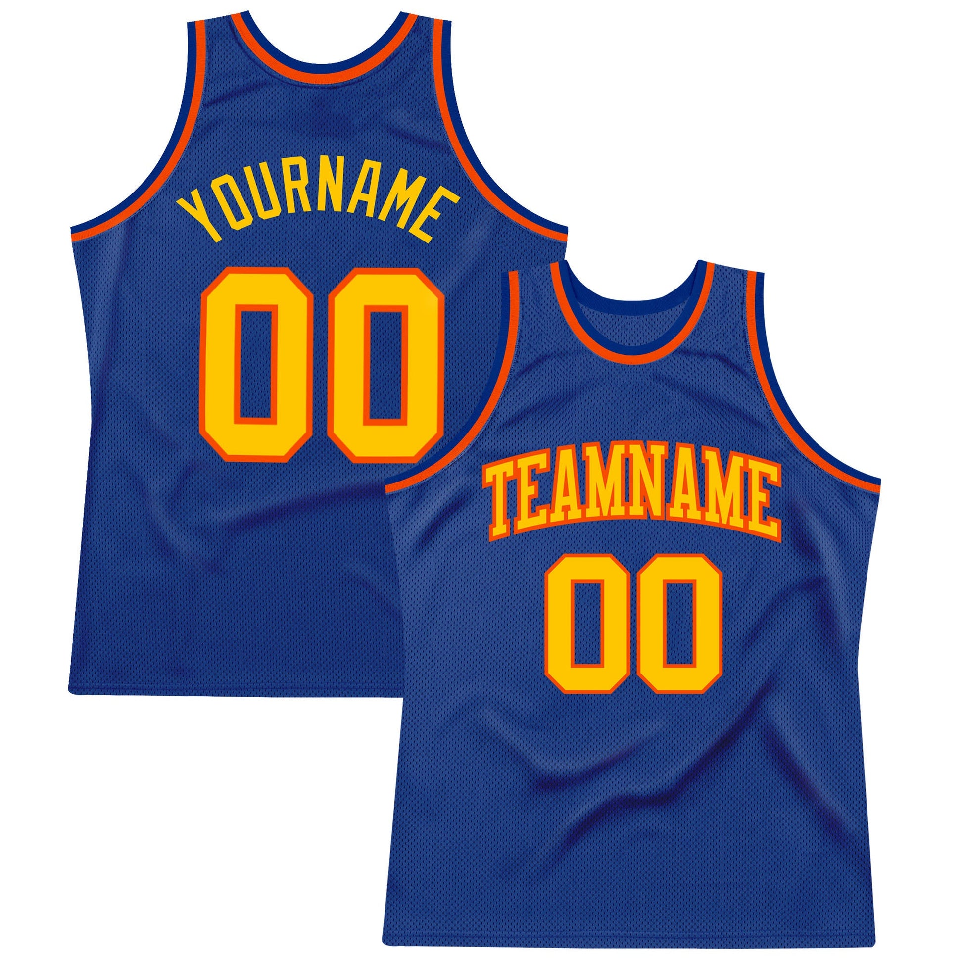 Custom Royal Gold-Orange Authentic Throwback Basketball Jersey - Main View