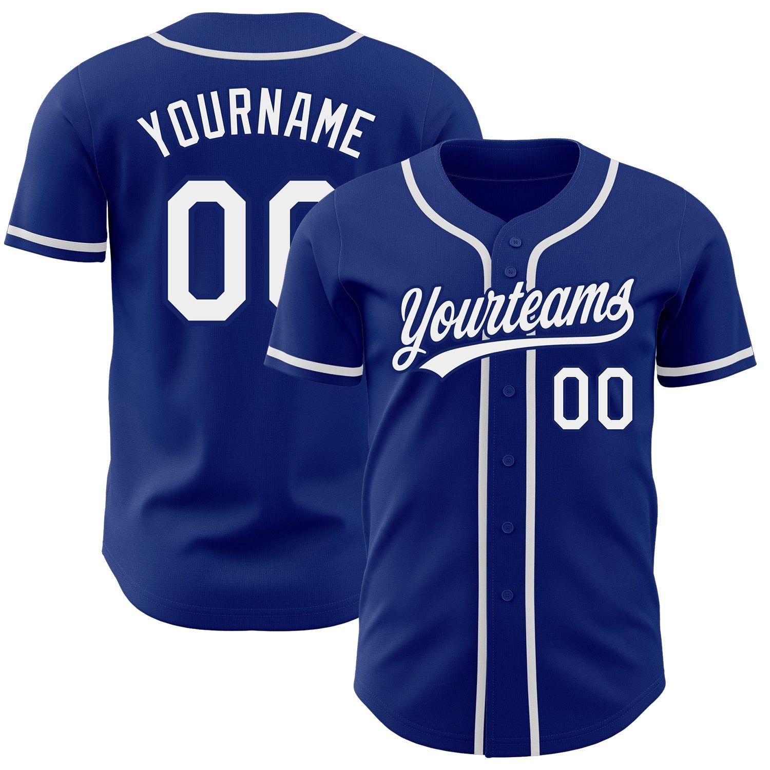 Custom Royal White Authentic Baseball Jersey - Main View