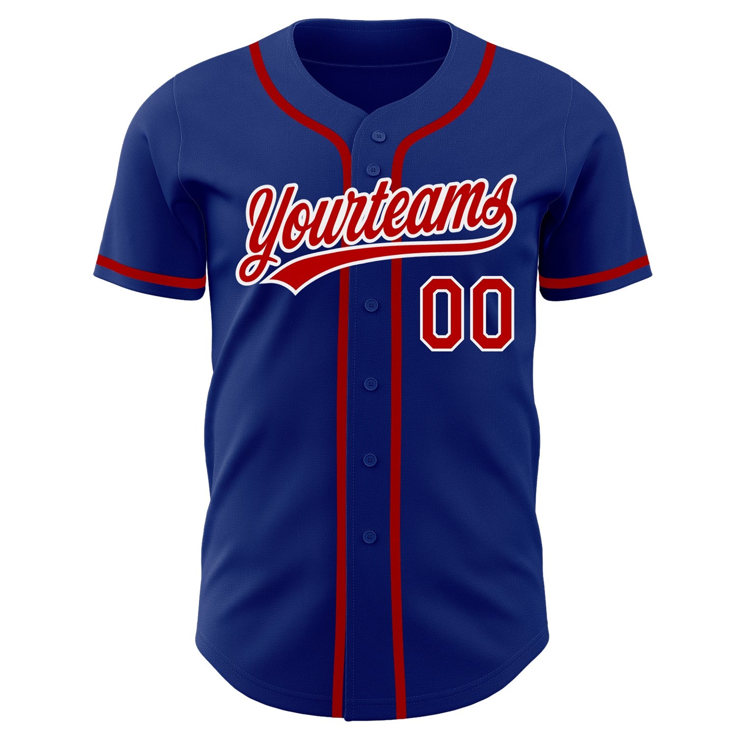 Custom Royal Red-White Authentic Baseball Jersey view 2