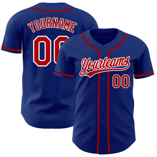 Custom Royal Red-White Authentic Baseball Jersey - Main View
