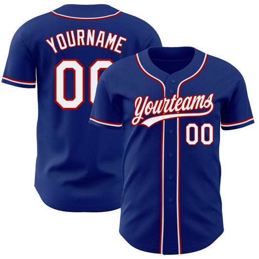 Custom Royal White-Red Authentic Baseball Jersey - Main View