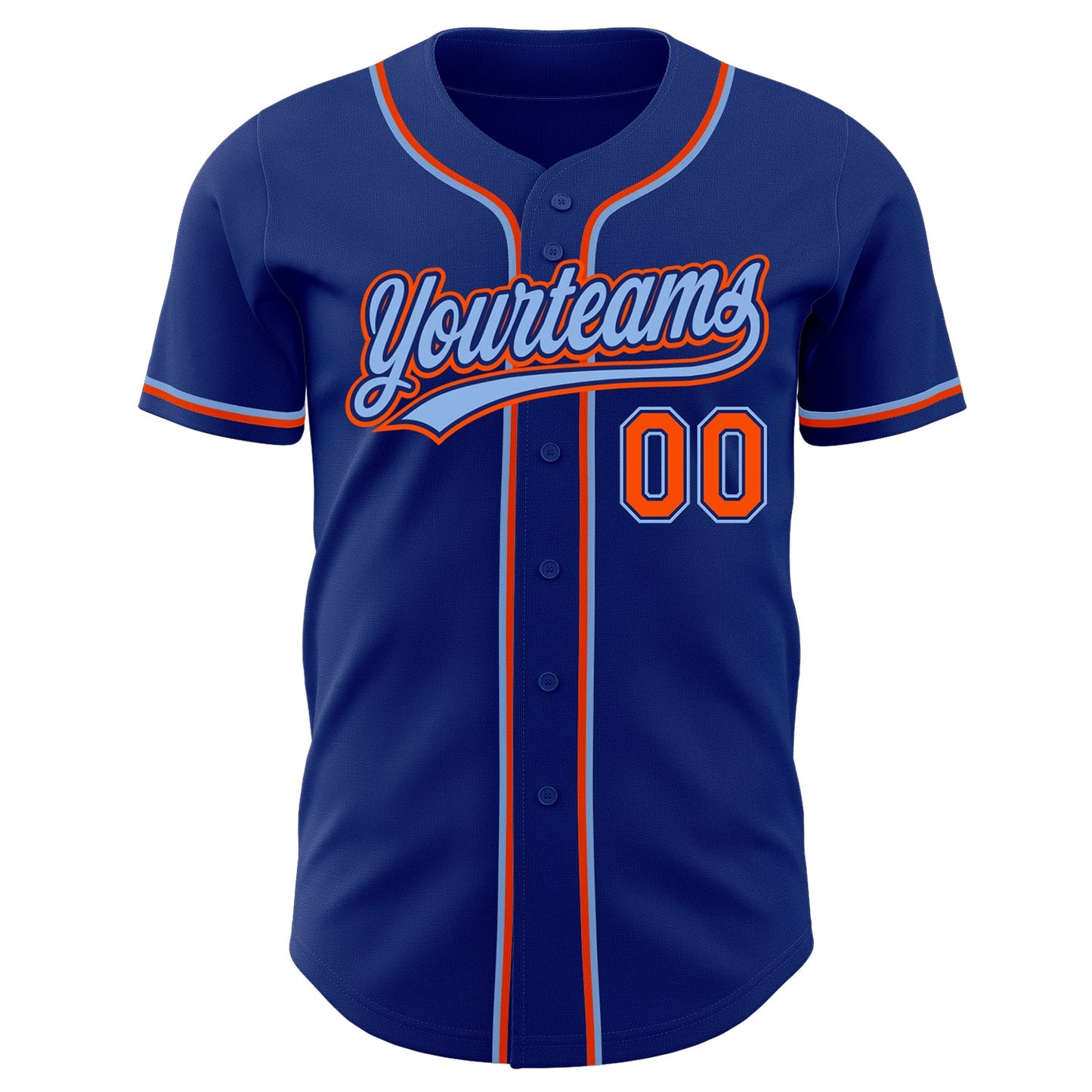 Custom Royal Orange-Light Blue Authentic Baseball Jersey view 2