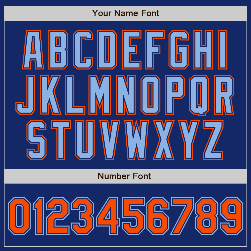 Custom Royal Orange-Light Blue Authentic Baseball Jersey view 5