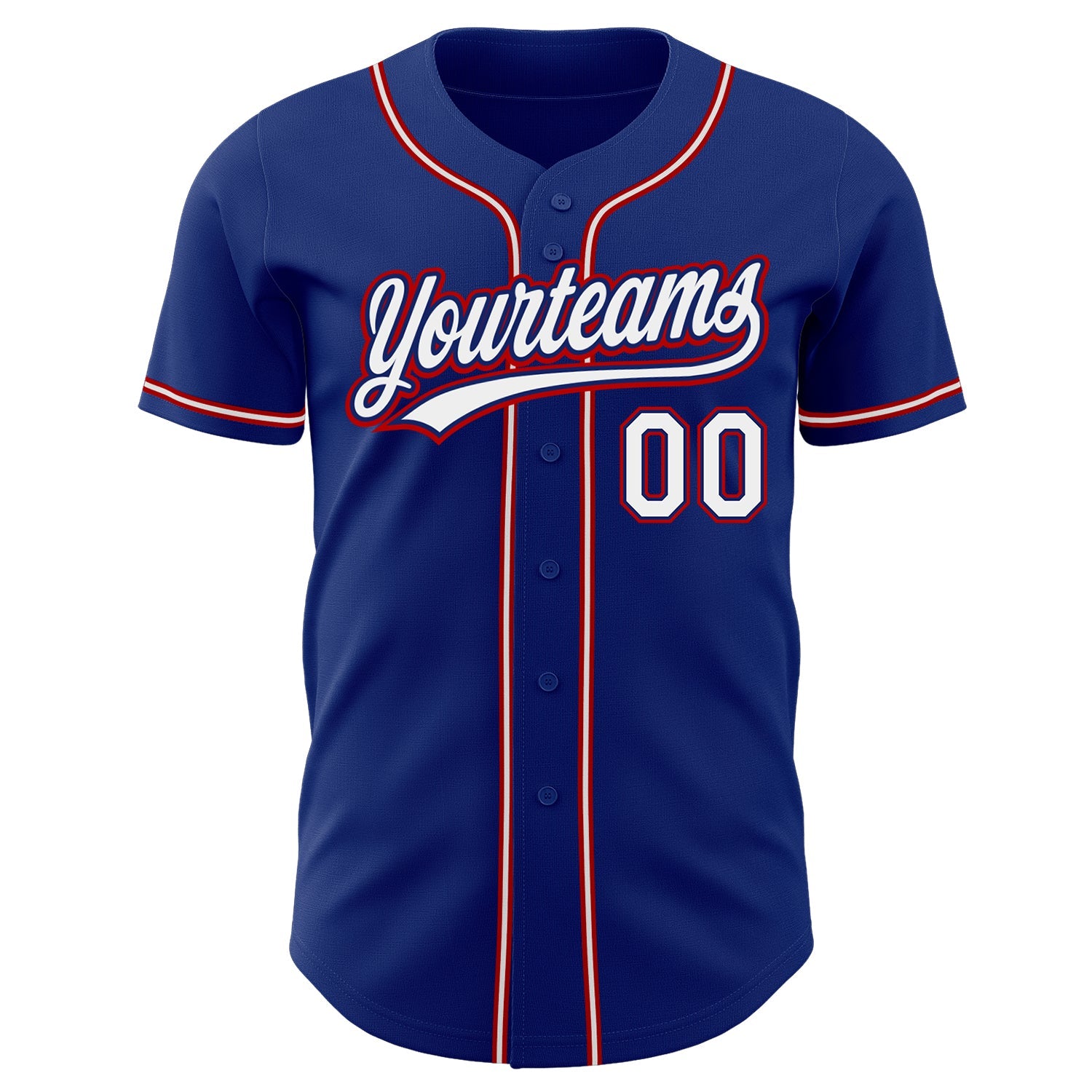Custom Royal White-Red Authentic Baseball Jersey view 2
