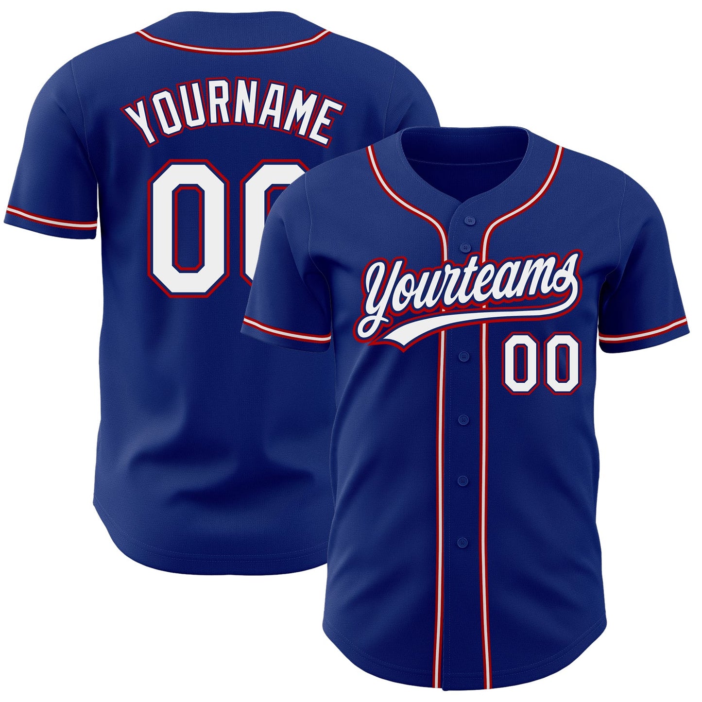 Custom Royal White-Red Authentic Baseball Jersey - Main View