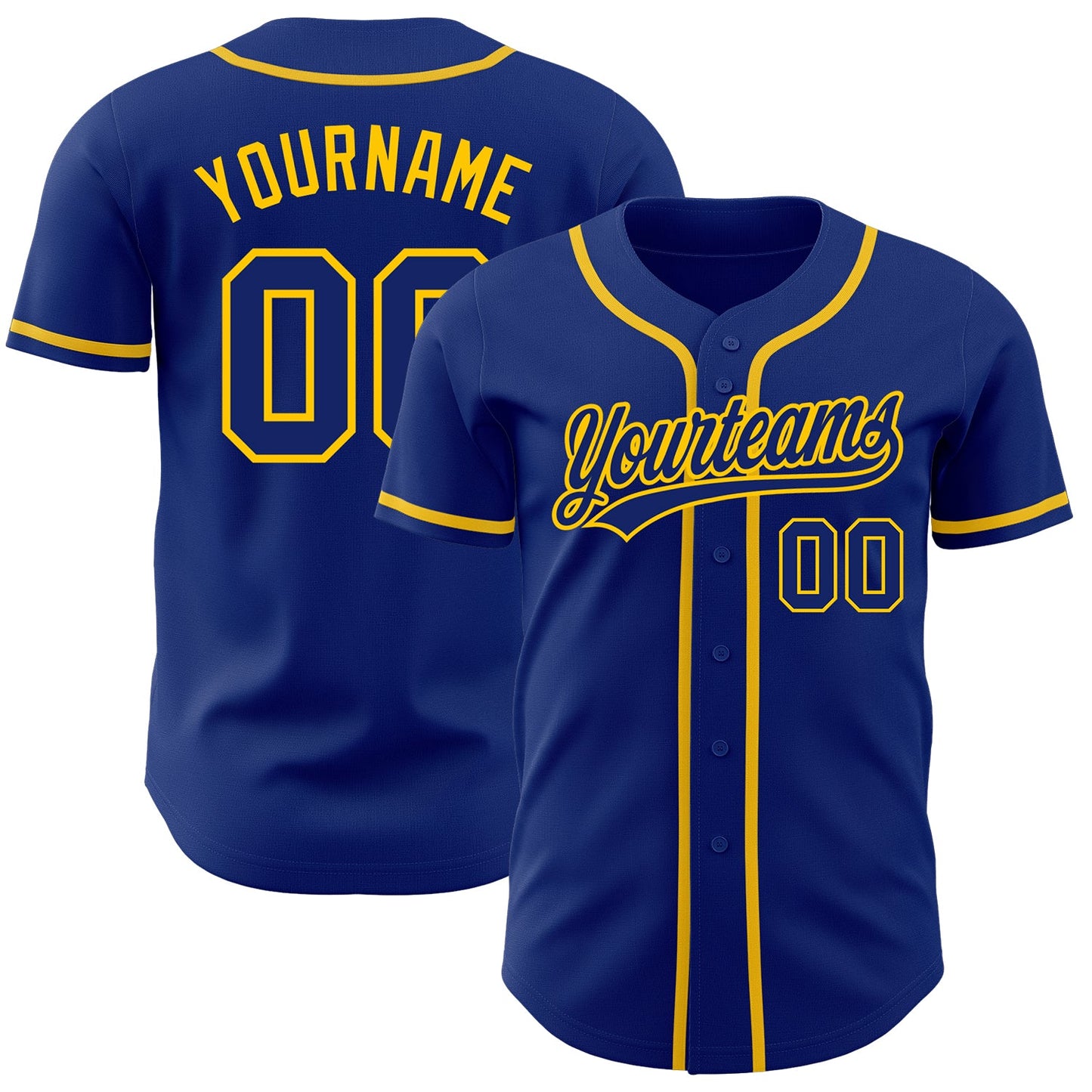 Custom Royal Royal-Gold Authentic Baseball Jersey - Main View