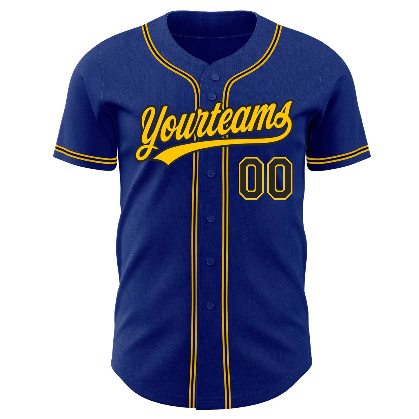 Custom Royal Black-Gold Authentic Baseball Jersey view 2